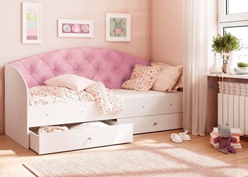 Кровать детская Эльза без бортика, Розовый (латы) в Березниках