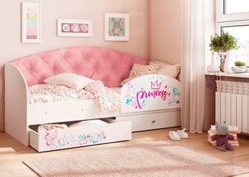 Детская кровать Эльза с бортиком, Розовый (латы) в Перми