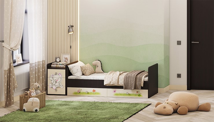 Детская кровать Фея 1100 Зайчонок Венге-бежевый в Перми - изображение 5