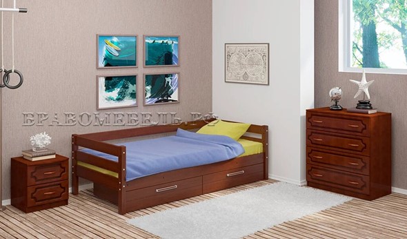 Кроватка Глория с ящиками(Орех) в Перми - изображение
