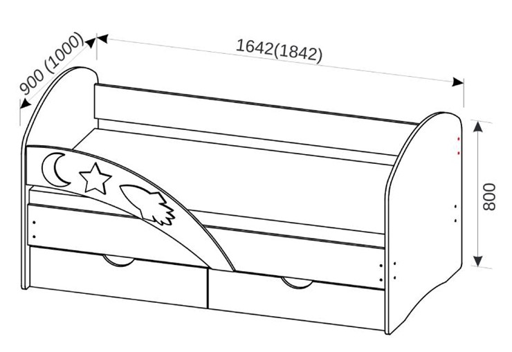 Кровать в детскую Космос 1600х800 с бортиком, без ящиков в Перми - изображение 2