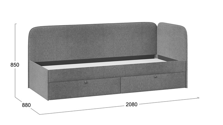 Кровать подростковая Молли тип 1 (80), Микровелюр Scandi Graphite 22 в Перми - изображение 3