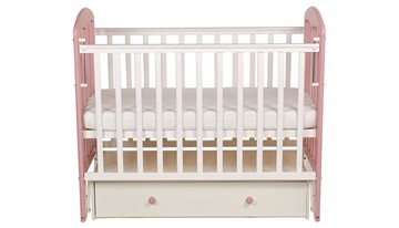 Детская кровать для девочки Polini kids Simple 328, белый-розовый в Перми