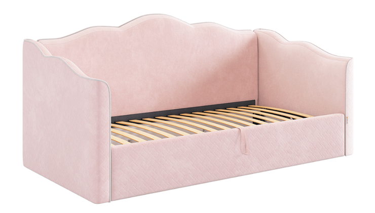 Кроватка с подъемным механизмом Лея (Софа) 90х200 (нежно-розовый (велюр)/галька (велюр)) в Перми - изображение 2