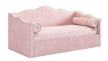 Кроватка с подъемным механизмом Лея (Софа) 90х200 (нежно-розовый (велюр)/галька (велюр)) в Соликамске