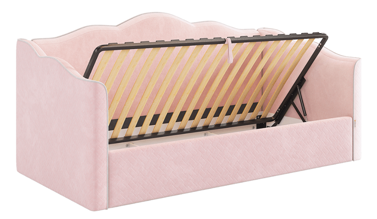 Кроватка с подъемным механизмом Лея (Софа) 90х200 (нежно-розовый (велюр)/галька (велюр)) в Перми - изображение 4