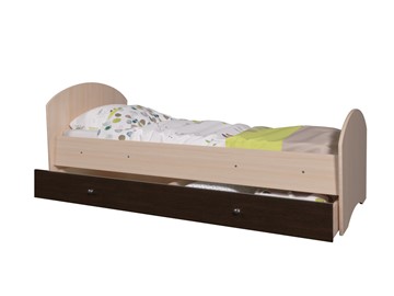 Кровать детская с ящиком ТМК Мозайка без бортиков, корпус Млечный дуб/фасад Венге (ламели) в Перми