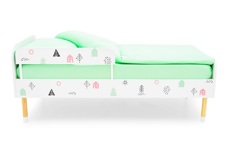 Кроватка Stumpa Классика "Домики розовый, бирюзовый" в Перми - изображение 5