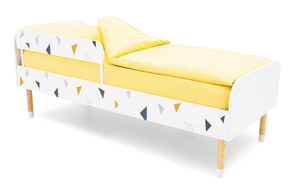 Кровать в детскую Stumpa Классика "Треугольники желтый, синий" в Перми - изображение