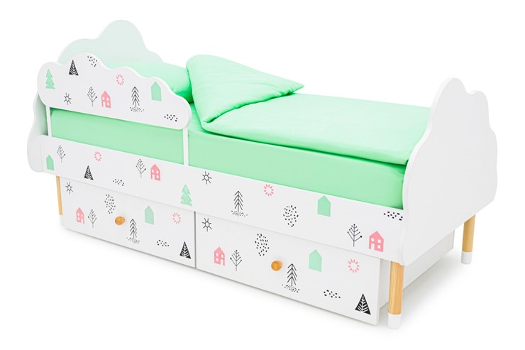 Кровать в детскую Stumpa Облако "Домики розовый, бирюзовый" в Перми - изображение 3