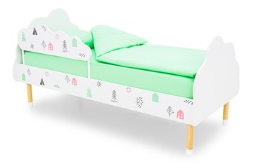Кровать в детскую Stumpa Облако "Домики розовый, бирюзовый" в Соликамске