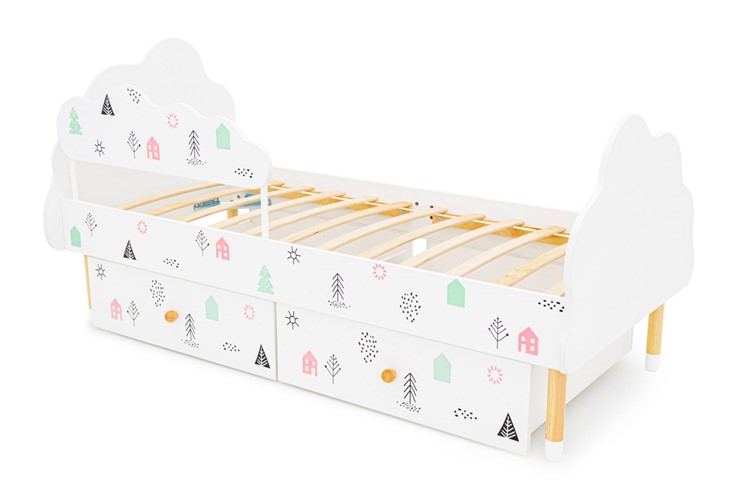 Кровать в детскую Stumpa Облако "Домики розовый, бирюзовый" в Перми - изображение 7