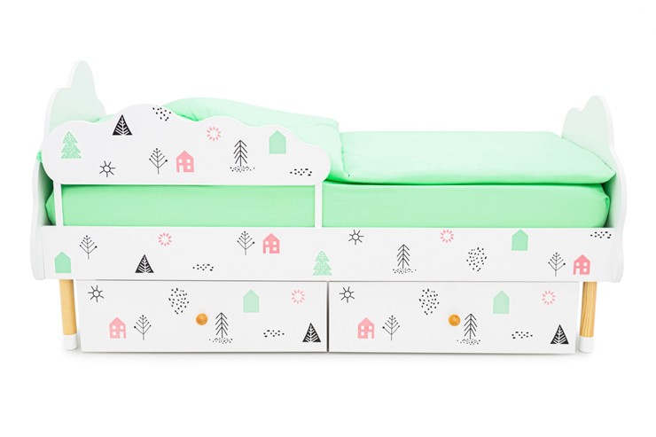 Кровать в детскую Stumpa Облако "Домики розовый, бирюзовый" в Перми - изображение 8