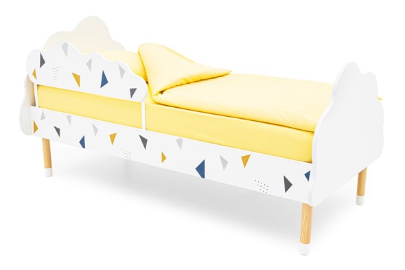 Кровать детская Stumpa Облако "Треугольники желтый, синий" в Перми - изображение