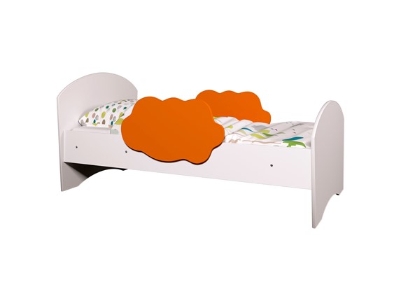 Кровать с бортиками Тучка, корпус Белый, фасад Оранжевый в Соликамске - изображение