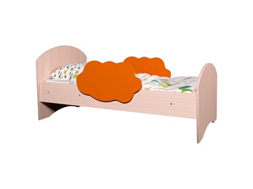 Кровать с бортиками Тучка, корпус Дуб млечный, фасад Оранжевый в Перми