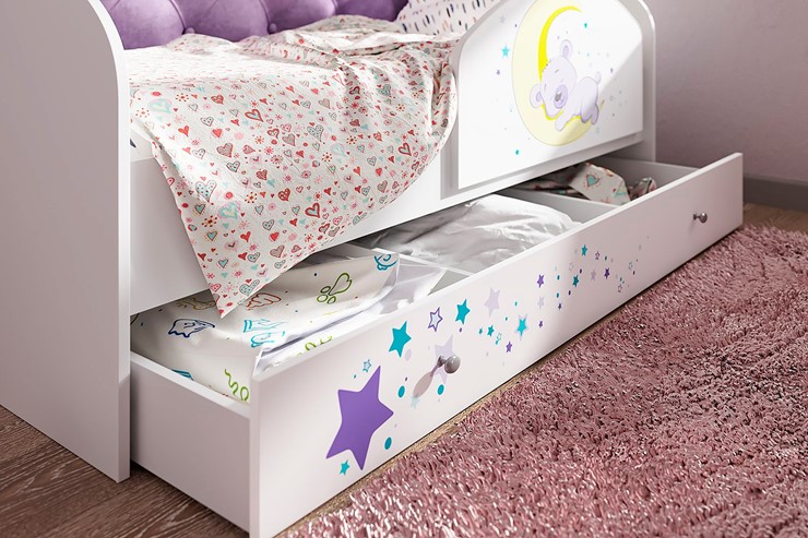 Кровать с ящиками Звездочка с бортиком, Розовый в Перми - изображение 1