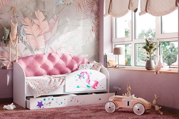 Кровать с ящиками Звездочка с бортиком, Розовый в Соликамске