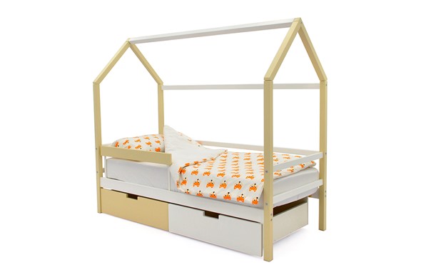 Кровать-домик детская Svogen бежево-белый в Перми - изображение