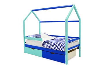 Детская кровать-домик Svogen синий-мятный в Перми
