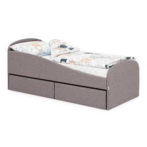 1-спальная детская кровать с ящиками Letmo 190х80 серо-коричневый (рогожка) в Перми