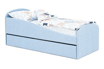 Мягкая кровать с ящиком Letmo небесный (рогожка) в Березниках