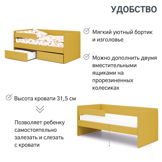 Мягкая кровать Soffal горчичный (велюр) в Перми - изображение 23