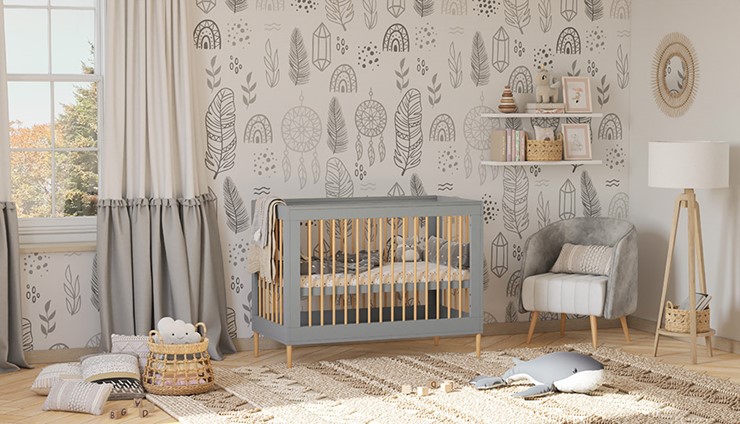 Кровать для новорожденных POLINI Kids Simple 360 Серый / Натуральный в Перми - изображение 7