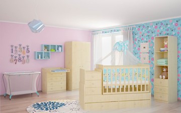 Детская кровать с комодом POLINI Kids Simple 1100 Натуральный в Соликамске - предосмотр 3