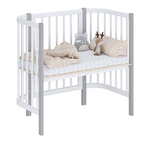 Кроватка детская приставная POLINI Kids Simple 105 Белый / Серый в Чайковском - предосмотр 1