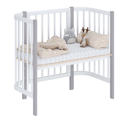 Кроватка детская приставная POLINI Kids Simple 105 Белый / Серый в Березниках - изображение 1