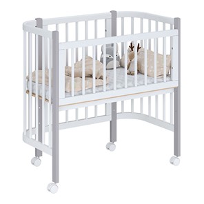 Кроватка детская приставная POLINI Kids Simple 105 Белый / Серый в Перми - предосмотр