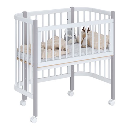 Кроватка детская приставная POLINI Kids Simple 105 Белый / Серый в Чайковском - изображение