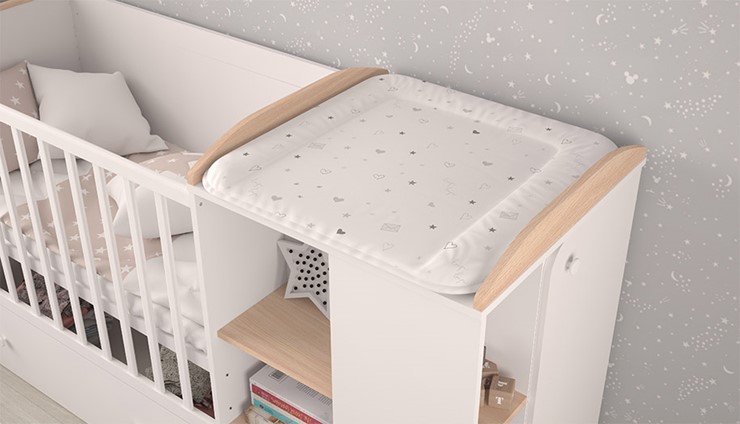 Детская кровать с комодом POLINI Kids Ameli 800 Белый / Дуб пастельный, серия AMELI в Перми - изображение 4