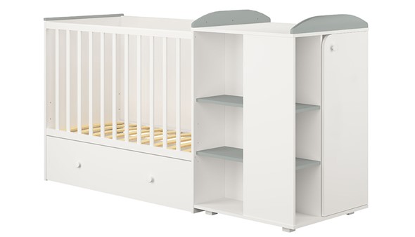 Детская кровать с комодом POLINI Kids Ameli 800 Белый / Серый, серия AMELI в Чайковском - изображение