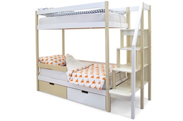 Детская двухэтажная кровать Svogen бежевый-белый в Березниках