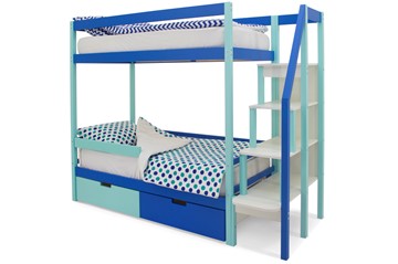 Детская 2-х ярусная кровать Svogen мятный-синий в Березниках