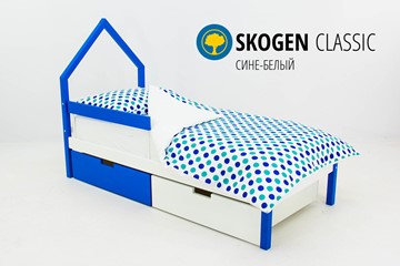 Кровать-домик детская мини Skogen сине-белый в Чайковском