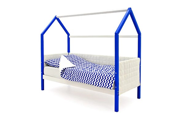 Кровать-домик «Svogen сине-белый» мягкая в Перми - изображение