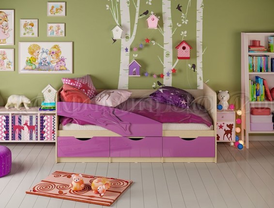 Кроватка Дельфин, Фиолетовый глянец 80х200 в Перми - изображение