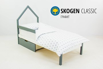 Кровать-домик мини Skogen графит-белый в Перми - предосмотр