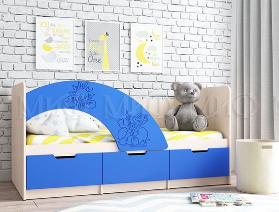 Детская кровать Юниор-3, синий матовый в Перми - изображение