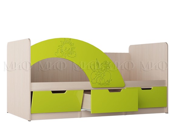 Кровать с ящиками Юниор-3, лайм в Перми - изображение