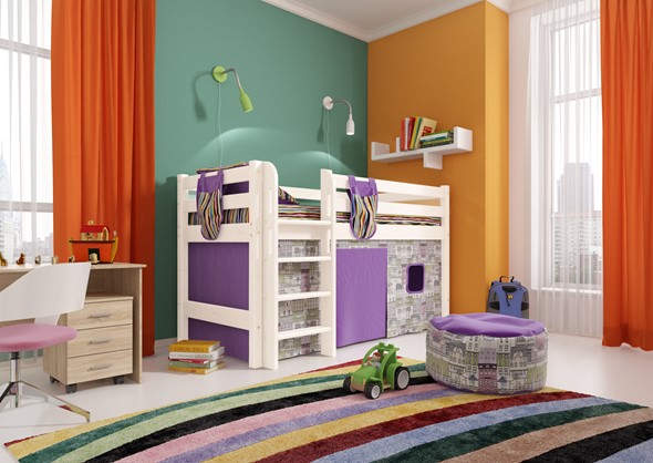 Кровать-чердак детская Соня, Вариант 11 Белый в Перми - изображение
