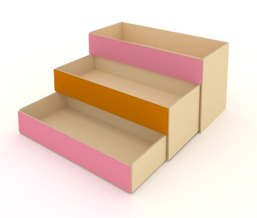 Кровать для детей 3-х уровневая КД-3, Беж + Розовый + Оранжевый в Чайковском - изображение