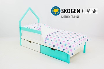 Детская кровать-домик мини Skogen белый-мятный в Перми