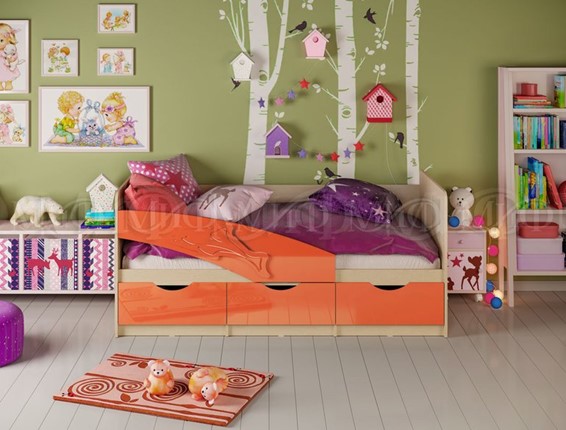Кровать детская Дельфин, Оранжевый глянец 80х160 в Перми - изображение