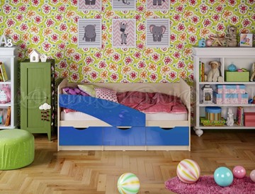 Кровать детская Бабочки 800*1600, Синий глянец в Березниках
