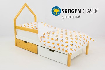 Кровать-домик детская мини Skogen белый-дерево в Перми - предосмотр