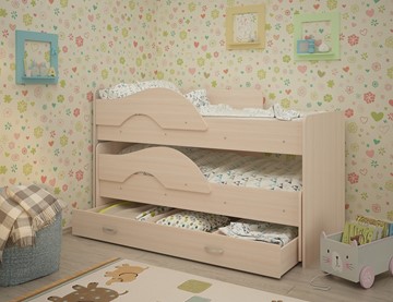 Детская двухъярусная кровать Радуга 1.6 с ящиком, цвет Млечный дуб в Перми
